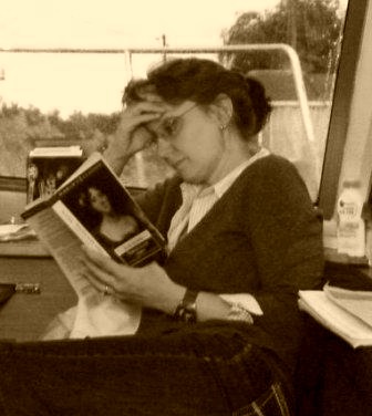 Me reading a book in sepia